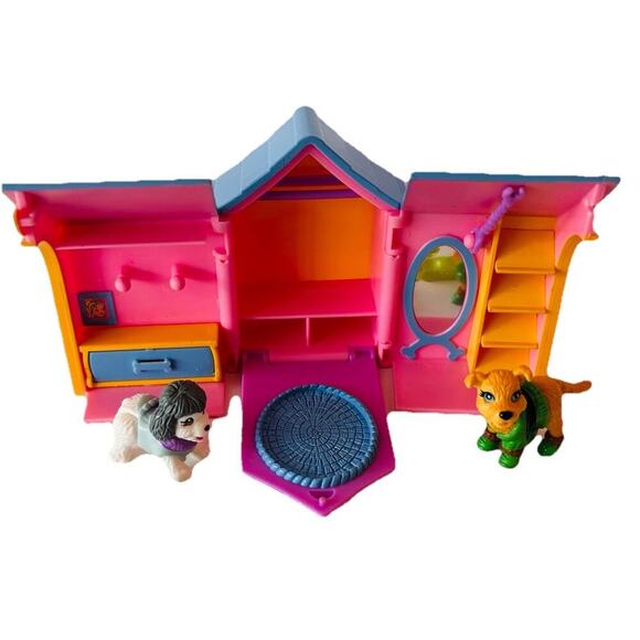 Polly Pocket Other - Polly Pocket Pets Animals 2 Dogs with Sweaters, Booties and Dishes 2002
